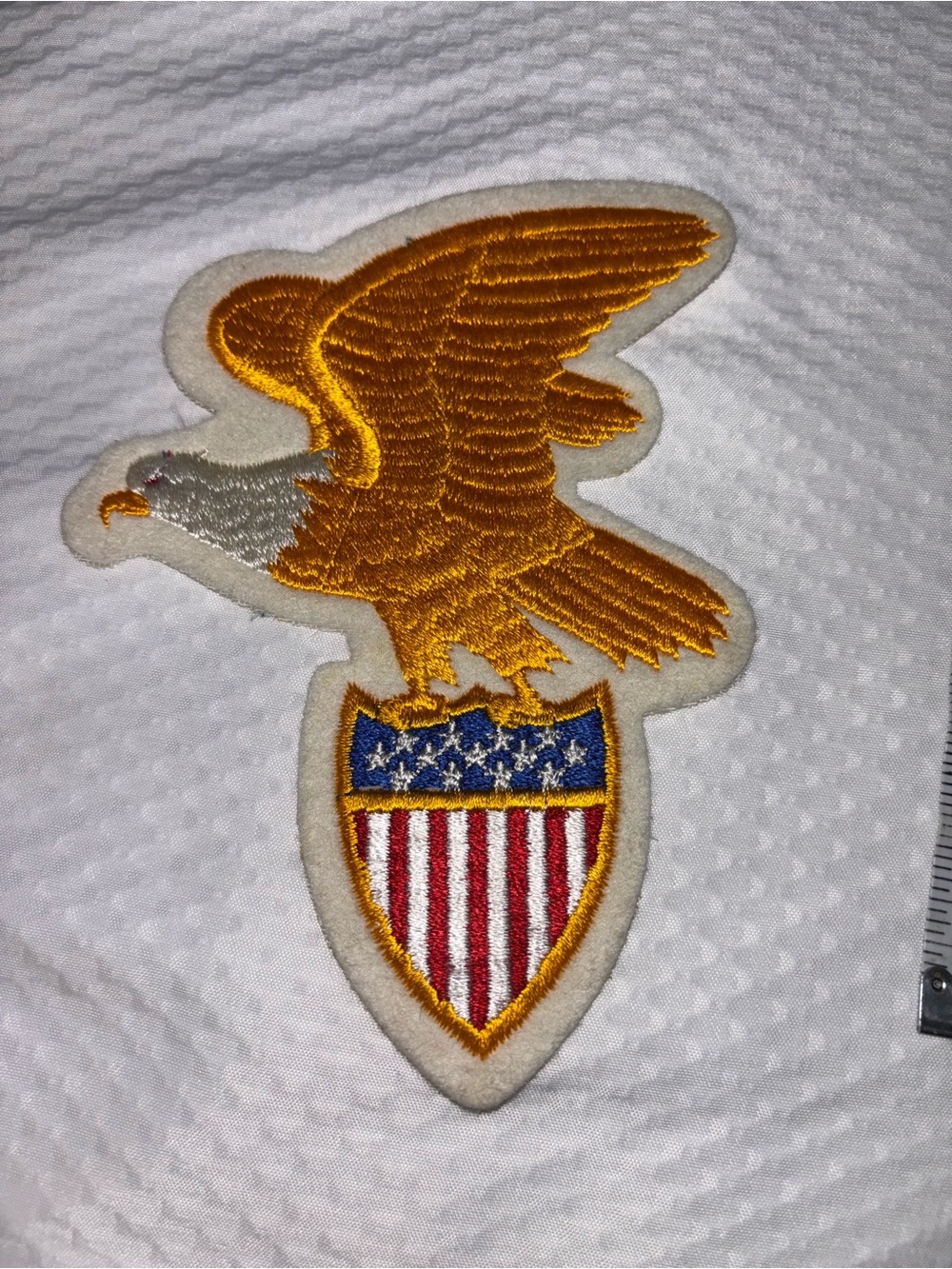 PATRIOTIC/ AMERICA MILITARY PATCH Gold American Eagle with Flag